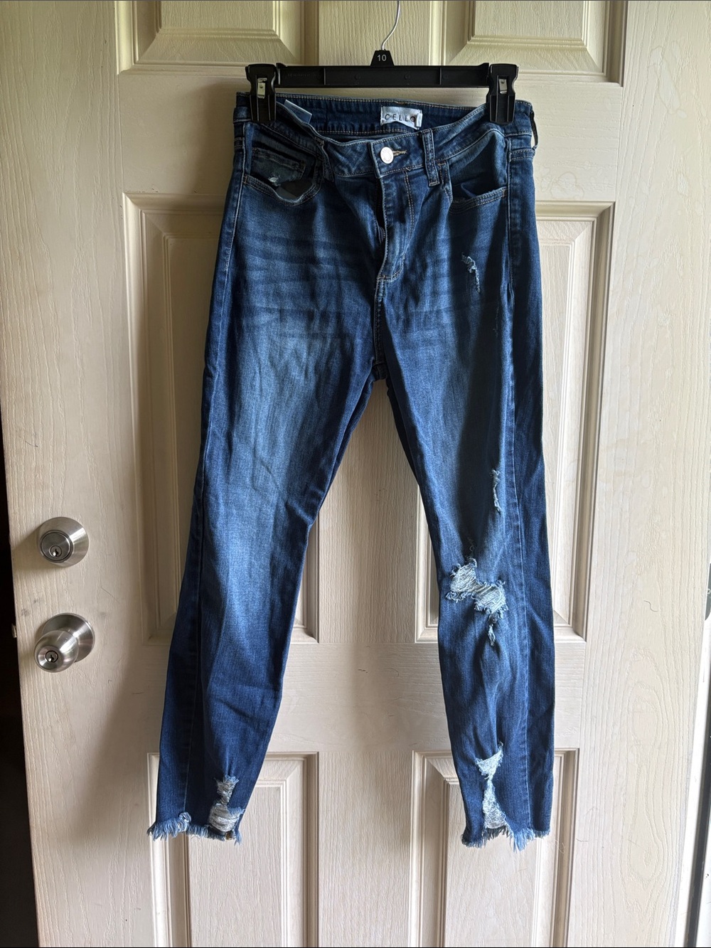 Cello Blue Denim Jeans with Gold Button